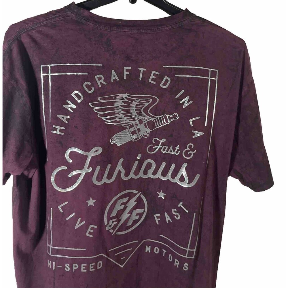 Fast & Furious By Affliction Men’s Purple Graphic T-shirt Silver Size 2X Movie